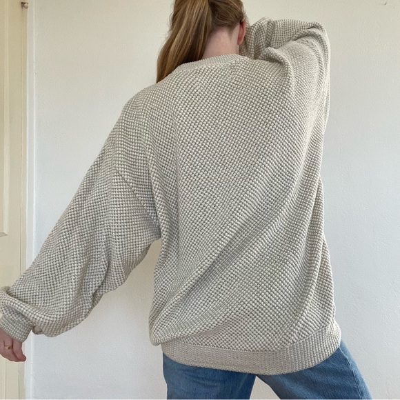 Field & Stream Vintage 100% Cotton Light Beige Textured Crewneck Sweater - Picture 9 of 9